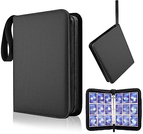 Sammelkarten Album 900 Karten - 50 Seiten Card Binder Reißverschluss, Wasserdicht, Exquisite Geschenke (900 Taschen, Schwarz)