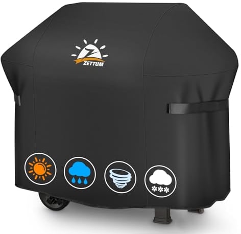 Zettum Grillabdeckung 152 cm - 7107 Grill Abdeckung für Weber Genesis 300 Series Heavy Duty&Wasserdicht, PU abdeckhaube für Weber, Char Broil, Dyna-glo, Nexgrill Grill(152 L x 66 W x 111 H cm)