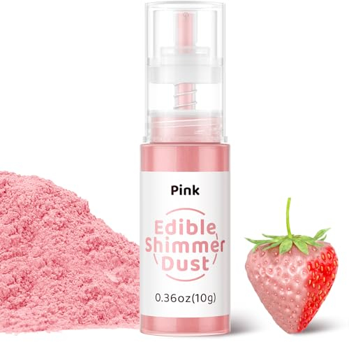 Wwtop Paillettes Comestibles, 10g Paillettes Alimentaires Comestibles Spray, Colorant Alimentaire Poudre, Poudre de Poussière Comestibles pour Boissons, Gâteaux, Cocktail,Chocolat, Bonbons (Rose)