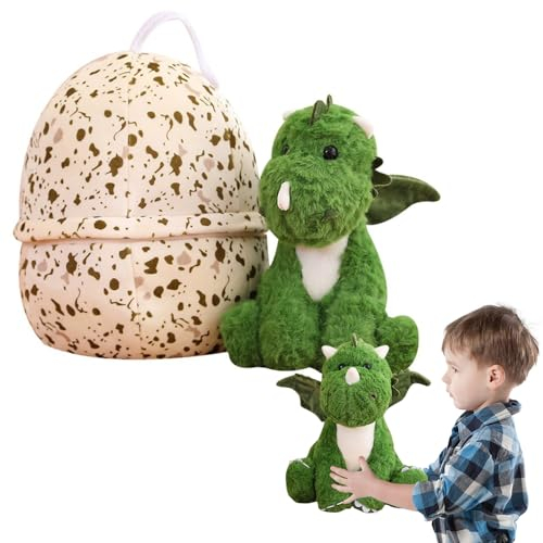 Mineup Plüsch Dinosaurier, Dinosaurier Im Ei Stofftier Plüschtier, Kuscheltier Plüsch Dinosaurie Und Eierkissen, Kuscheltier Dino Baby im Ei Weich, Dino Ohnezahn Kuscheltie Ostern Geschenk