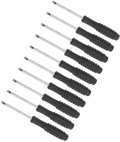 CoCud Destornillador Ranurado Mini, Tamaño de 3.0mm, Longitud de 98mm, Acero al Carbono, Pequeño Destornillador de Cabeza Plana con Mango Antideslizantepara Gafas, 10 Piezas