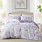 Tospass Bettwäsche 200x220 cm Blumen Muster Violett Lila Floral Bettwäsche Set Pflanzen Blätter Mädchen Mikrofaser Wende Bettwäsche 1 Bettbezug mit Reißverschluss 2 Kissenbezug 80x80 cm