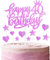 Happy 40th Birthday Cake Toppers, Hot Pink Cake Cupcake Toppers for Cake, Glitter Heart Stars Cake Toppers, Birthday Gift, Personalised Cake Toppers for Women Girls 40th Birthday Cake Decorations