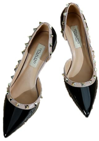FamMe Damen-Pumps mit Nieten, seitlicher Schnitt, Nieten, Stiletto-High Heels, spitzer Zehenbereich, Slipper, Hochzeit, Abschlussball, Party, Schuhe