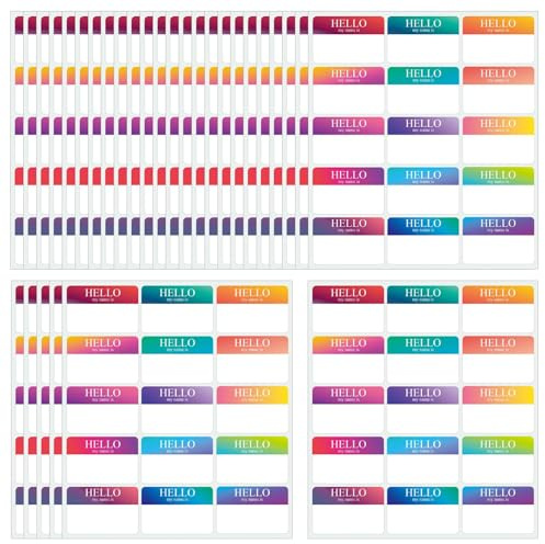 Hello My Name is, 450 Stück, 15 Farben, selbstklebend, 3 x 2 Zoll, Aufkleber für Themen, Party, Büro, Kleidung, Schule, Ausweis