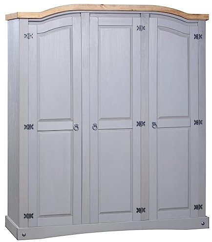 Furniture item-Wardrobe Mexican Pine Corona Range 3 Doors Grey