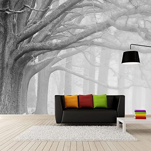 XLMING Schwarzer Und Weißer Waldbaum Im Vintage-Stil 3D Tapeten Home Esszimmer Sofa Schlafzimmer Wohnzimmer TV Hintergrund-200cm×140cm