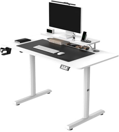 ULTRADESK - Schreibtisch für Spieler - Highlander - Gaming Tisch Stahlkonstruktion - Platz für Zwei Monitore - Futuristische Formen - Beinfreiheit und Mehr - Inklusive Zubehör - 120x60cm - Weiß
