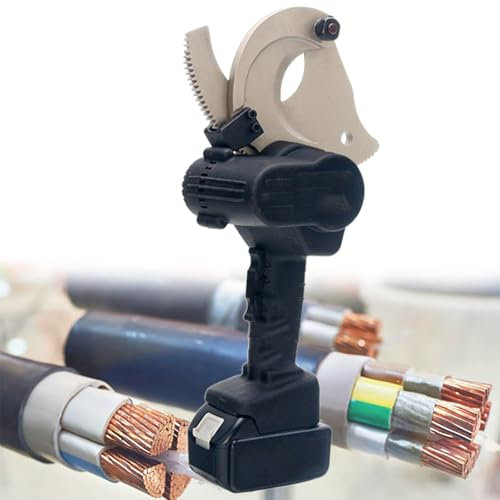 Tijeras de Corte de Cable de Trinquete Recargables, Tijeras de Engranajes para Cables de Cobre y Aluminio, con Dos Baterías de 18 V 4 Ah,para Cables de Cobre/Aluminio y Cables Blindados,75mm