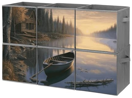 NQLYUT The Water Aufbewahrungsboxen Kanu, zusammenklappbarer Aufbewahrungskorb für Regale, stapelbare Aufbewahrungskörbe, Schrank-Organizer und Aufbewahrung, zusammenklappbare Würfel,