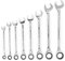 RYOBI 8 Pc. SAE Ratcheting Combination Wrench Set, 72 Tooth Ratchet, Chrome Finish