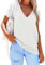 Suncife Camisetas Casuales de Verano con Cuello en V para Mujer, Blanco, M