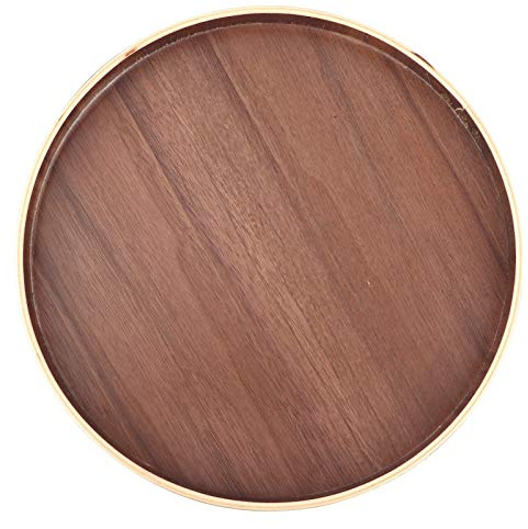 Wooden Round Serving Tray Food Tray, Serving Punch Needle Watch Repair Tools Japanese Food Fruit Service Plate for Home Kitchen Hotel Tea Set Dinner