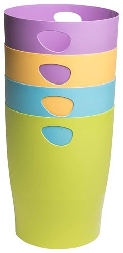 EXACOMPTA - Ref. 453909D – 1 Papierkorb mit Griffen ECOBIN Pop N'Co – großes Fassungsvermögen 15 l – Maße 26,3 x 26,3 x 33,5 cm – für Büro oder Zuhause – lebendige Farben zufällig