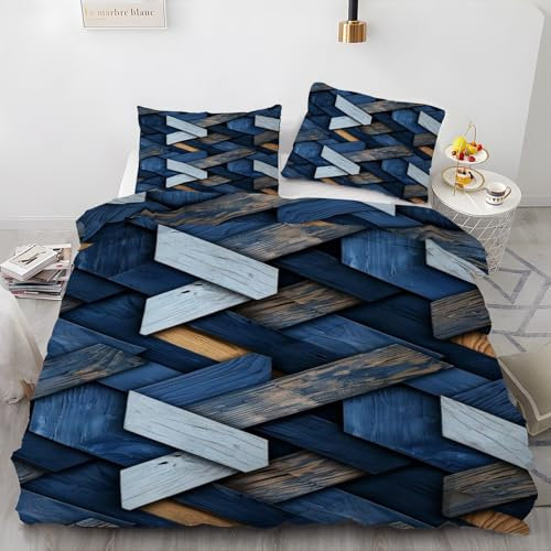 EXSANLIEAY Blau BettwäSche 135x200 Bausteine BettwäSche-Sets füR Jeden, Bettbezug Wende Microfaser mit Reißverschluss - 1 Bettbezügen & 2 Kissenbezügen 80x80, Weich & Bügelfrei