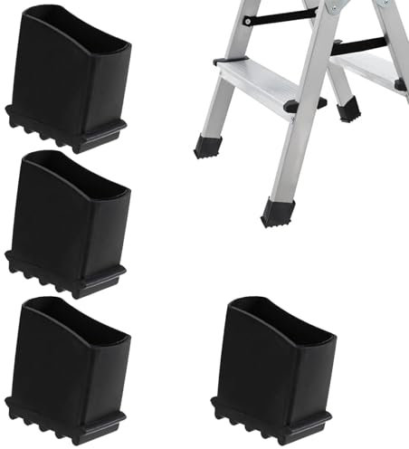 IUSOT 4 Stück Leiterfüße (Schwarz), Gummifüße für Leitern, Hochwertige Gummi Leiterfüße, 50x25mm, Fußkappen/Schutzkappen für Leitern, Universal Ersatzfußabdeckungen für Leiter Füße