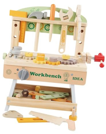 Folpus Kinder Werkzeug Bank Pädagogisches Spielzeug Vorgeben Spielen Kinder Werkbank Vorgeben Spiel BAU Spielzeug für 3 4 5 Jahre alte Geburtstags Geschenke