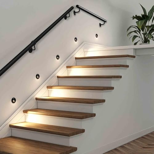 Drsyffsup Corrimano Moderno per ringhiere per Scale | Corrimano a Muro per Scale 1 2 3 4 5 6 Metri | Corrimano di Sicurezza per ringhiere per Scale per Scale Interne, Gradino Esterno, Nero(30cm)