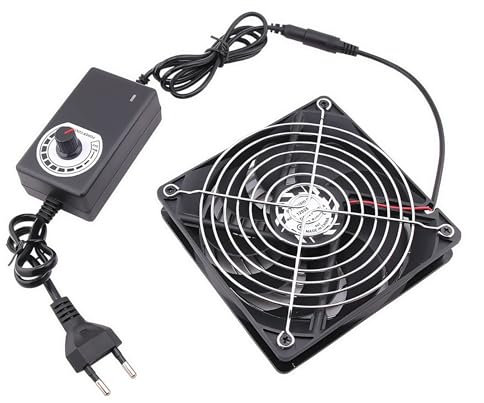 WIYETY 120mm Lüfter mit Geschwindigkeitskontrolle 220V Bürstenloser Kühlungslüfter mit Metallabdeckung, Großes Luftvolumen, Geräuschloser Abluftventilator für Computer, Gehäuse und mehr (1)