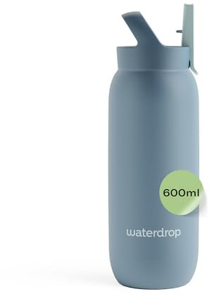 waterdrop® Gourde avec Paille 600 ml - Gourde Isotherme, Bouteille d'eau en Acier Inoxydable, 24h Froid - 6h Chaud, Anti-fuite & Résistante, Bouteille Isotherme pour Boissons Chaudes et Froides