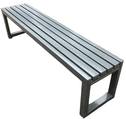 HARELA Metallbank, Gartenbank Wetterfest, Gartenbank Ohne Lehne Mit Befestigungslöchern, Große Lattensitzbank Für 2–3 Personen, Für Den Außenbereich, Veranda, Balkon(Gray,120cm/47.2in)