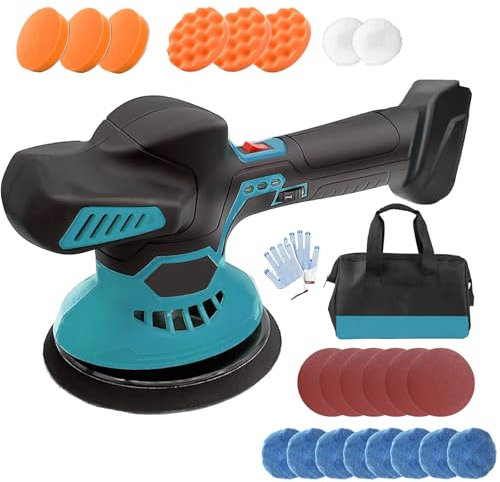 Poliermaschine Auto für Bosch 18V PBA,6 Variable Geschwindigkeit Auto Poliermaschine zum Polieren,Schleifen,145mm Polierschwamm (Ohne Akku)