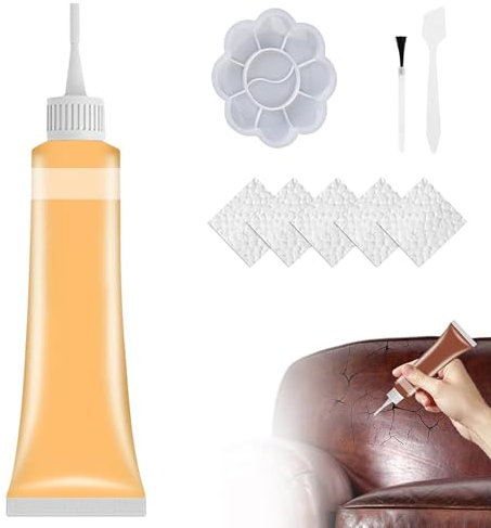 Leder Reparatur Set,2025 Neuest Kunstleder Selbstklebend Lederreparaturgel,Lederpflege Für Auto Und Ledercouch,Kunstleder Reparaturset für Möbel und Autozubehör,Orange