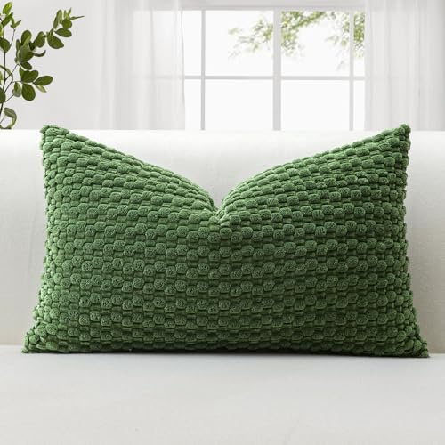 JOTOM 1 Stück Cord Kissenbezüge, 3D Bubble Texture Boho Zierkissenbezug Dekorative Sofakissen Dekokissen Kordsamt Kissenbezug Deko Kissenhülle für Couch Sofa Wohnzimmer (40x60cm, Moss Grün)