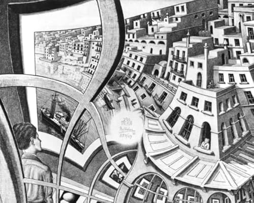 M C Eschers Art Geometrys Painting - Black and White Puzzle - Memory-Spiels for Adults - Spielzeug Zum Stressabbau Für Die Ganze Familie Gifts - 1000 Stück Puzzle Zx333Aw