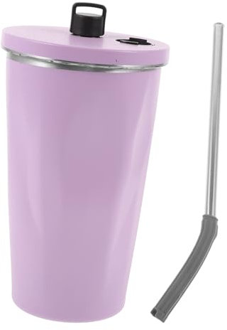 Cabilock Vaso Térmico Aislado Inoxidable con Diseño para Café y Bebidas Frías para Camping y Taza Multi Funcional con Pajita Color