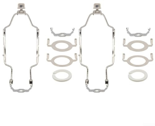 Niceminiwall Verstellbare Höhe Lampenschirm-Halterungs-Set mit Endstück, 17,8 - 25,4 cm, Harfenhalterung aus Metall für Tischlampen, Ersatzteile, silberfarben