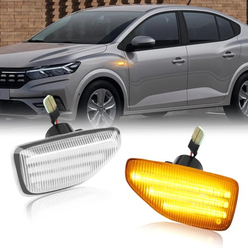 POPMOTORZ LED Seitenblinker Blinker für Dacia Logan II Logan MCV II Sandero II Sandero Stepway II Duster II mit Canbus Fehlerfrei 2835 SMD Transparent, 2 Stück