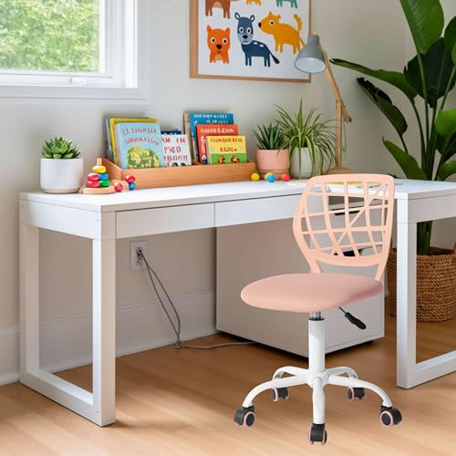 FurnitureR Kinderstuhl höhenverstellbar für Schreibtisch, ergonomischer bunter Jugendstuhl mit Rückenlehne & Armlehnen, Drehstuhl mit 5 Rollen, für Kinder 3–10 Jahre, bis 100 kg belastbar