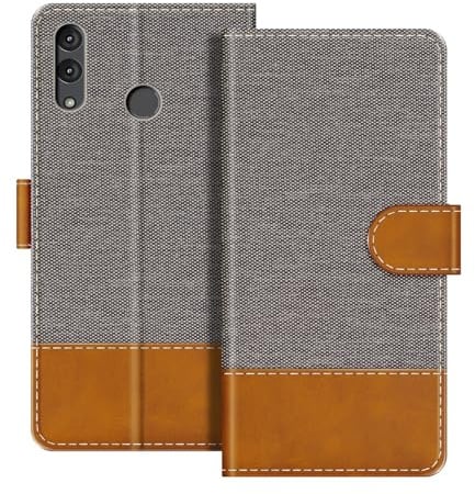 UOGNADGD Leder-Flip-Portemonnee-Hülle Kompatibel mit Gigaset GS3 Handyhülle mit Kartenhaltern, RFID-Blockierung, Magnetverschluss & Kickstand (Grau)
