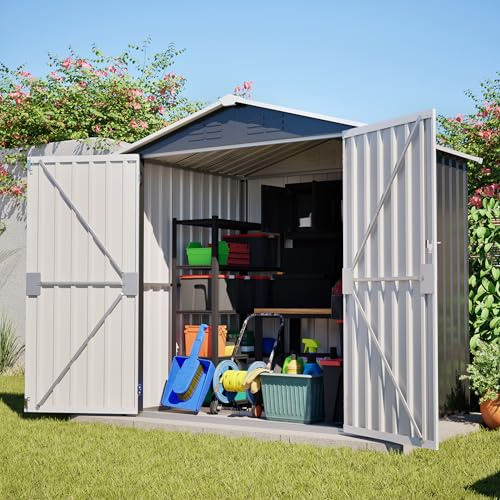 Hangar de Jardin en métal - Hangar de Jardin extérieur, résistant aux intempéries, à la Rouille - idéal pour Ranger des Outils, des vélos, des tondeuses à Gazon, des poubelles-6 * 5