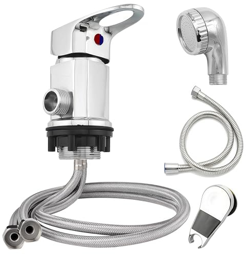 Mischbatterie Dusche Duscharmatur, 1/2 Zoll Einhebelmischer Dusche | Dusche Mischbatterie mit Einlassrohren Auslassrohren undSprinkler Set, Duscharmatur für Wohnmobil Außendusche Wasserhahn