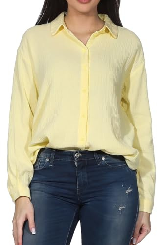 JDY Damen Musselin-Bluse Langarm Hemdbluse Oversize JDYTheis Loose Shirt 15271018 French Vanilla XL