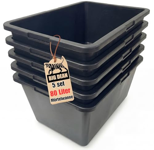BigDean 5X Mörtelwanne 80 Liter 78x47x30 cm Eckig Pflanztopf Miniteich