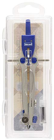 Idena 12121 - Schnellverstellzirkel im Etui, incl. Ersatzminen, silber/schwarz, 1 Set