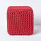 Homescapes gestrickter Sitzhocker Sitzwürfel rot, Strick Sitzpuff 35 x 35 x 35 cm, Strickhocker mit grob gestricktem Bezug aus 100% Baumwolle, Füllung aus 100% Polystyrol