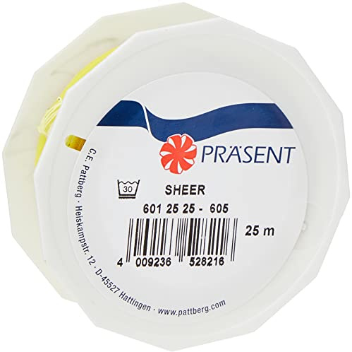 PRÄSENT C.E. Pattberg Sheer Organzaband gelb, 25 m Geschenkband zum Einpacken von Geschenken, 25 mm Breite, Zubehör zum Dekorieren & Basteln, Dekoband