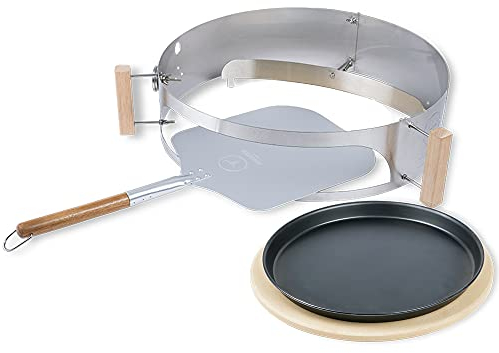 MOESTA-BBQ 10084 Smokin' PizzaRing Made in Germany - Pizzaset für Kugelgrill Ø 60cm mit Pizzastein, Pizzablech, Pizzaschieber & Pizzabande