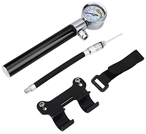 Mini Pompe à Vélo à Main 88PSI Gonfleur Pompe à Air Pliable en Alliage d'Aluminium de Bicyclettes avec Manomètre Compatible et Valve Presta et Schrader