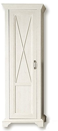 FORTE KASHMIR Schrank 70 75, Kleiderschrank schmal, Garderobenschrank, Landhausstil, 1-türig mit Einlegeboden und Kleiderstange, Holzdekor hell: Pinie weiß, 73 cm breit x 211 cm hoch x 46 cm tief