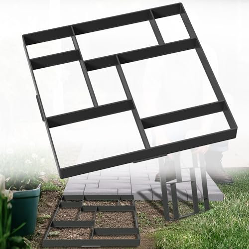 HENGMEI DIY Betonform Gehweg Form Gehwegen Schalungsform Gießform Pflasterform Schablone Terrassenformen Fliesenformen für Beton, Pflastersteine, Terrassenplatten (2 Stücke, Quadrat-01)