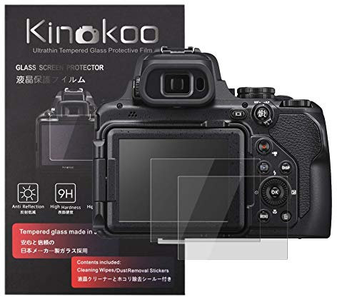 kinokoo Screen Protector for Nikon P1000 P1100 P950 Digital camera 0.25mm 9H Hardness Tempered Glass Film for Nikon P1100/P1000 /P950 camera - Bubble Free & Anti-Scratch & Anti-Finger Print (2 Pack)