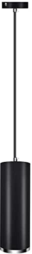 Hobaca GU10 Dia6CM L20CM Anillo de plata Moderno Tubo cilíndrico LED Focos para el techo Luz colgante para la Isla de cocina Comedor barra de la tienda Lámpara colgante Pipe Punto de techo