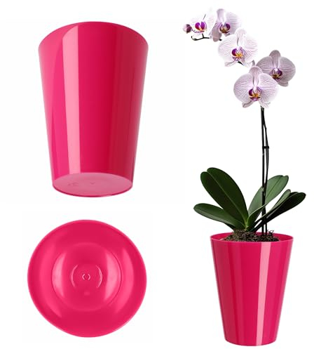 KADAX Flowerpot, Slim Orchid Pot, semplice fioriera, secchio di fiori per orchidea, erba da ragazzo, margherita, roba per cucina e soggiorno (⌀ 13 cm, rotondo, rosso Amarant)