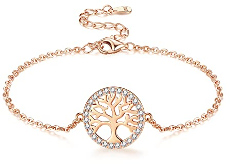 Lebensbaum Armband Damen Mädchen Kinder Rosegold Silber 925, Mutter Tochter Mama, Glücksbringer Armband Damen Valentinstag Personalisierte Geschenke für Frauen Mama Mädchen Freundin