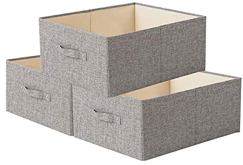 3 PCS Fabric Storage Boxes Drawer Organisers Wardrobe Organizer Foldable Drawer Dividers Box Bins with Handles for Clothes Closet Shelves Organiser Bras Socks Underwear Ties Scarve Toys Handkerchiefs